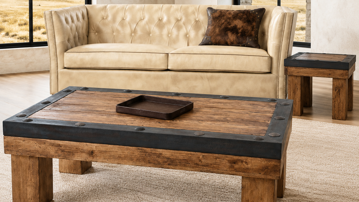 How to Mix Rustic Wood, Iron and Leather in a Luxury Western Living Room