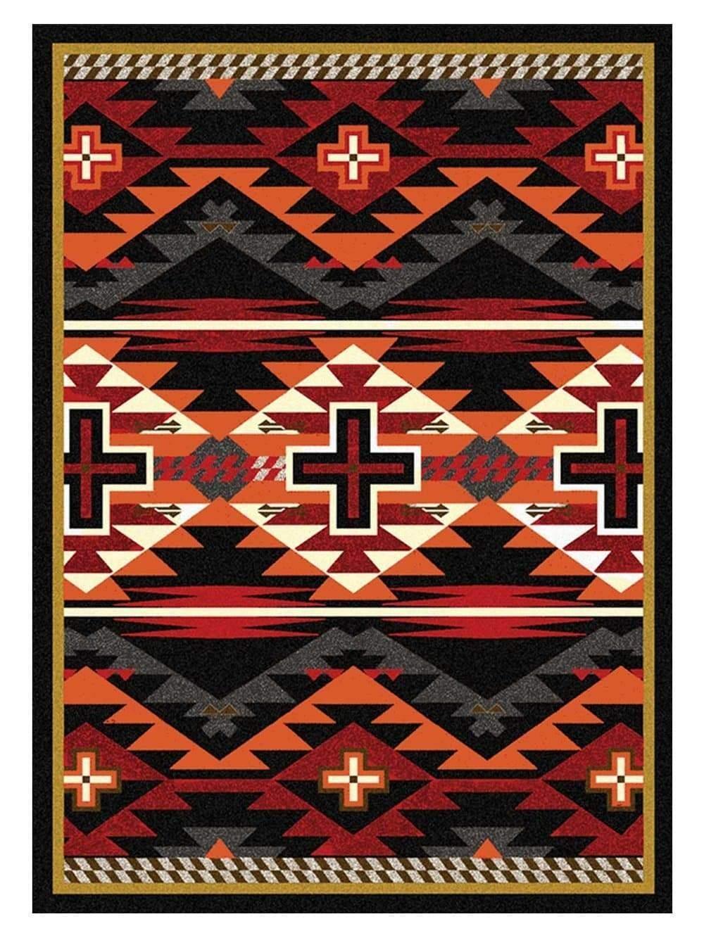 Rustic Cross Southwest Area Rug Black - Made in the USA - Your Western Decor