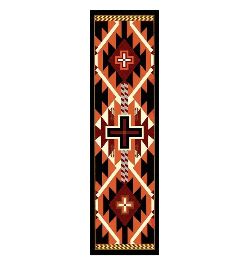 Rustic Cross Southwest Floor Runner - Black - Made in the USA - Your Western Decor