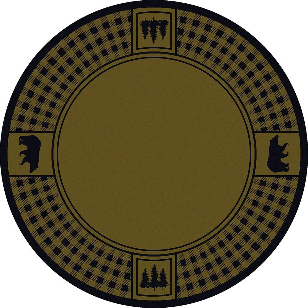 Bear Refuge 8' Round Area Rug Green - Made in the USA - Your Western Decor