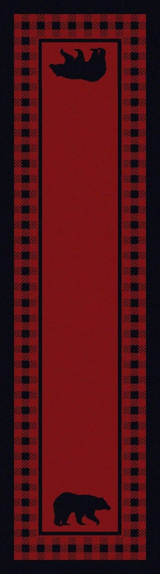 Bear Refuge Rug Red Floor Runner - Made in the USA - Your Western Decor