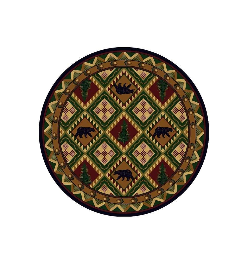 Quilted Forest Cabin 8' Round Area Rug - Made in the USA - Your Western Decor, LLC