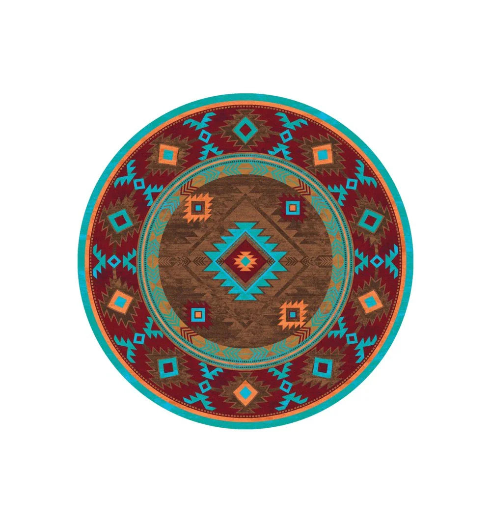 Aztec Whiskey River Area Round Rugs. Made in the USA. Your Western Decor