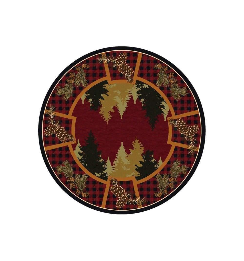 Plaid Woodsman 8' Round Area Rug - Made in the USA - Your Western Decor