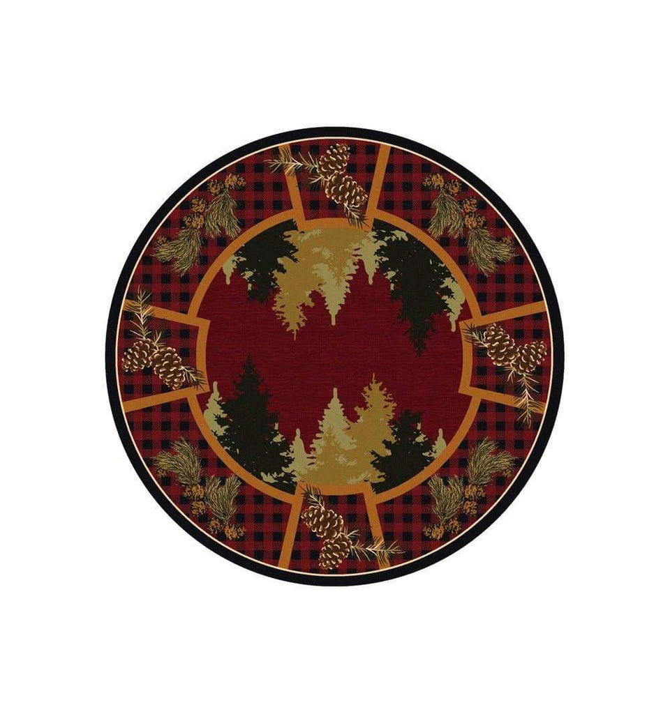 Plaid Woodsman 8' Round Area Rug - Made in the USA - Your Western Decor