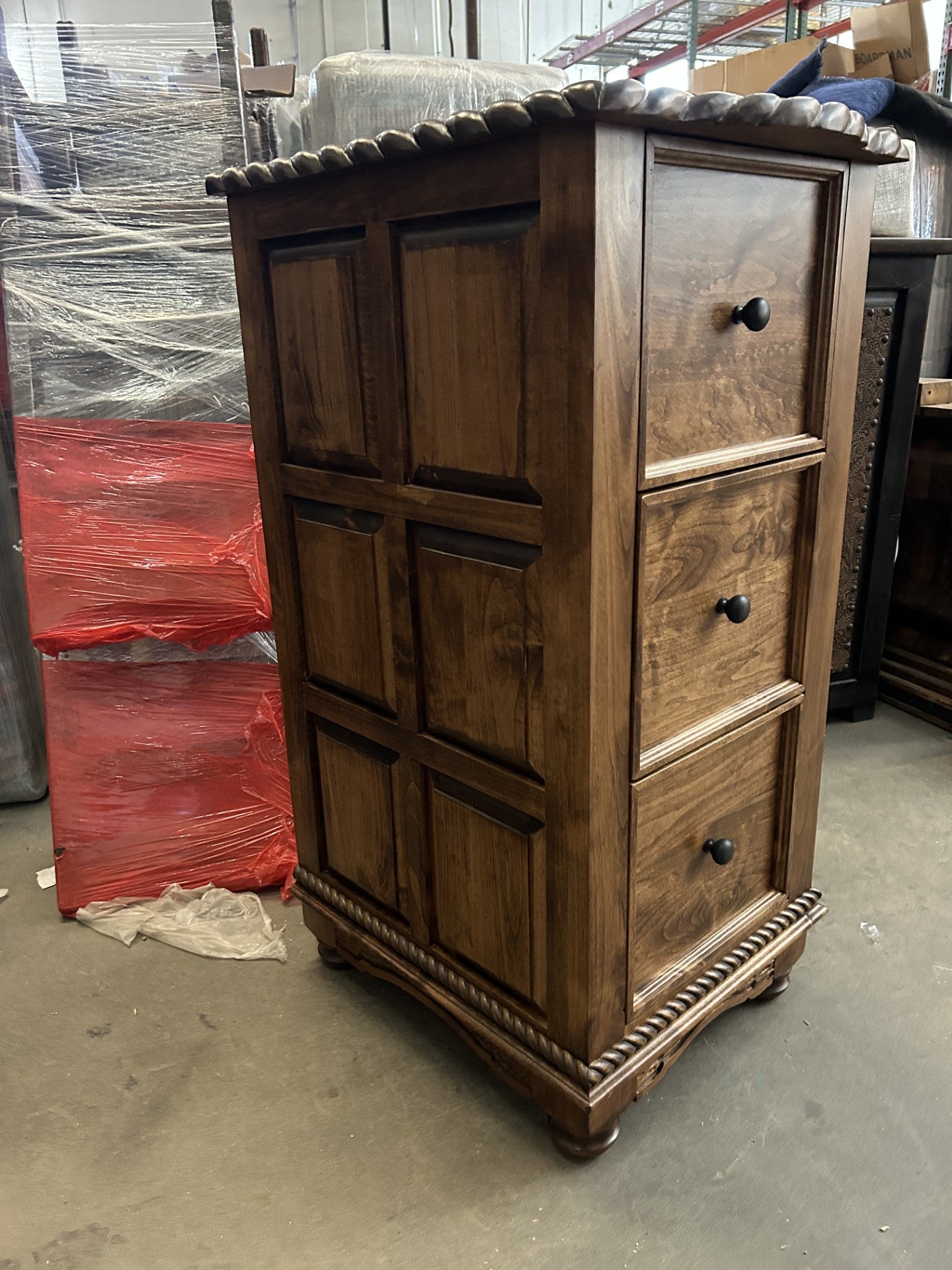 Western rope trim 3 drawer file cabinet - Your Western Decor