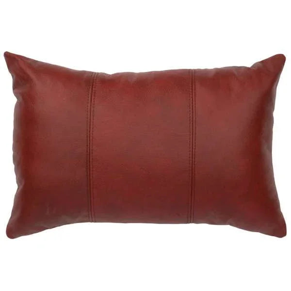 American made Luxurious Red Leather Throw Pillow - Stylish Home Accent Decor - Your Western Decor