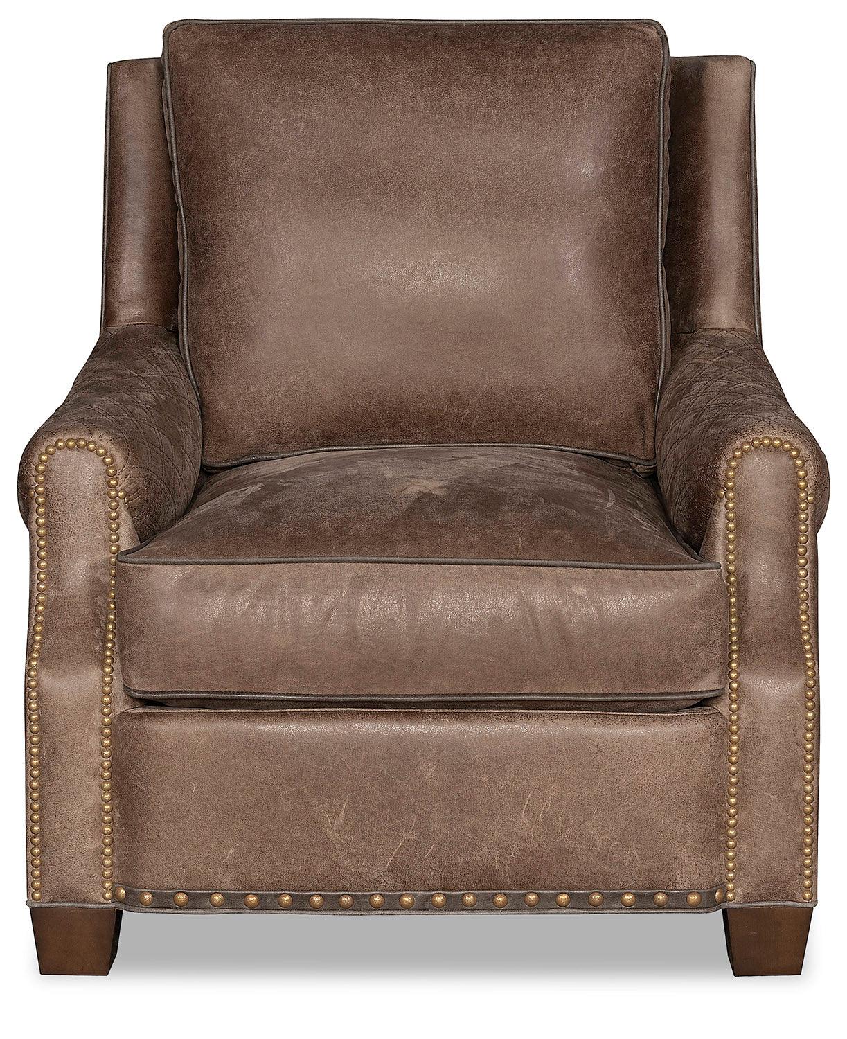 Brown leather armchair front view - Your Western Decor
