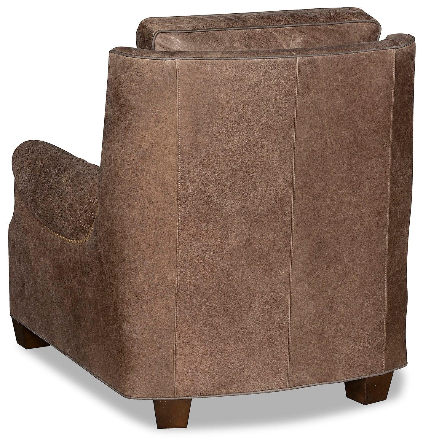 Brown leather armchair back view - Your Western Decor