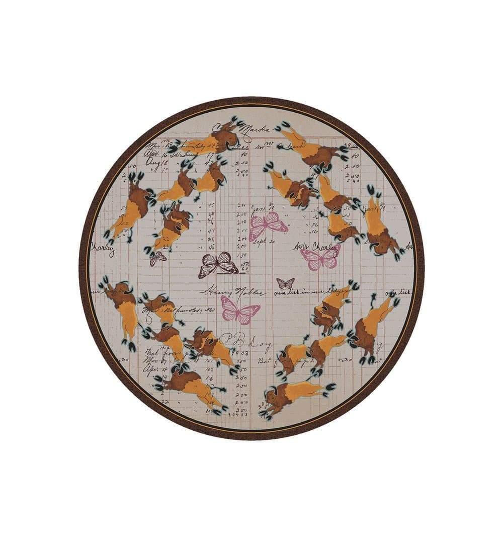 Buffalo and butterflies round area rug made in the USA. Your Western Decor