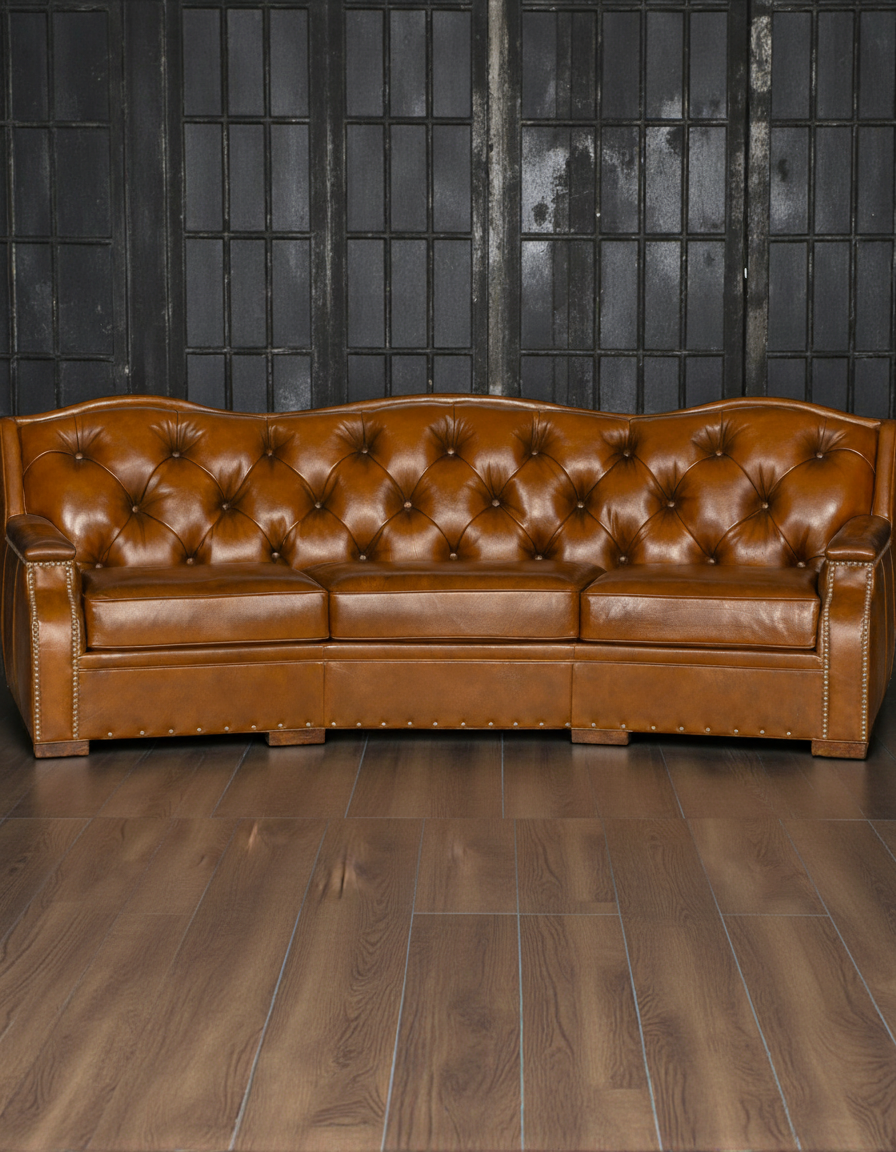 Luxury Santa Fe Tufted Leather Sofa, American made - Your Western Decor
