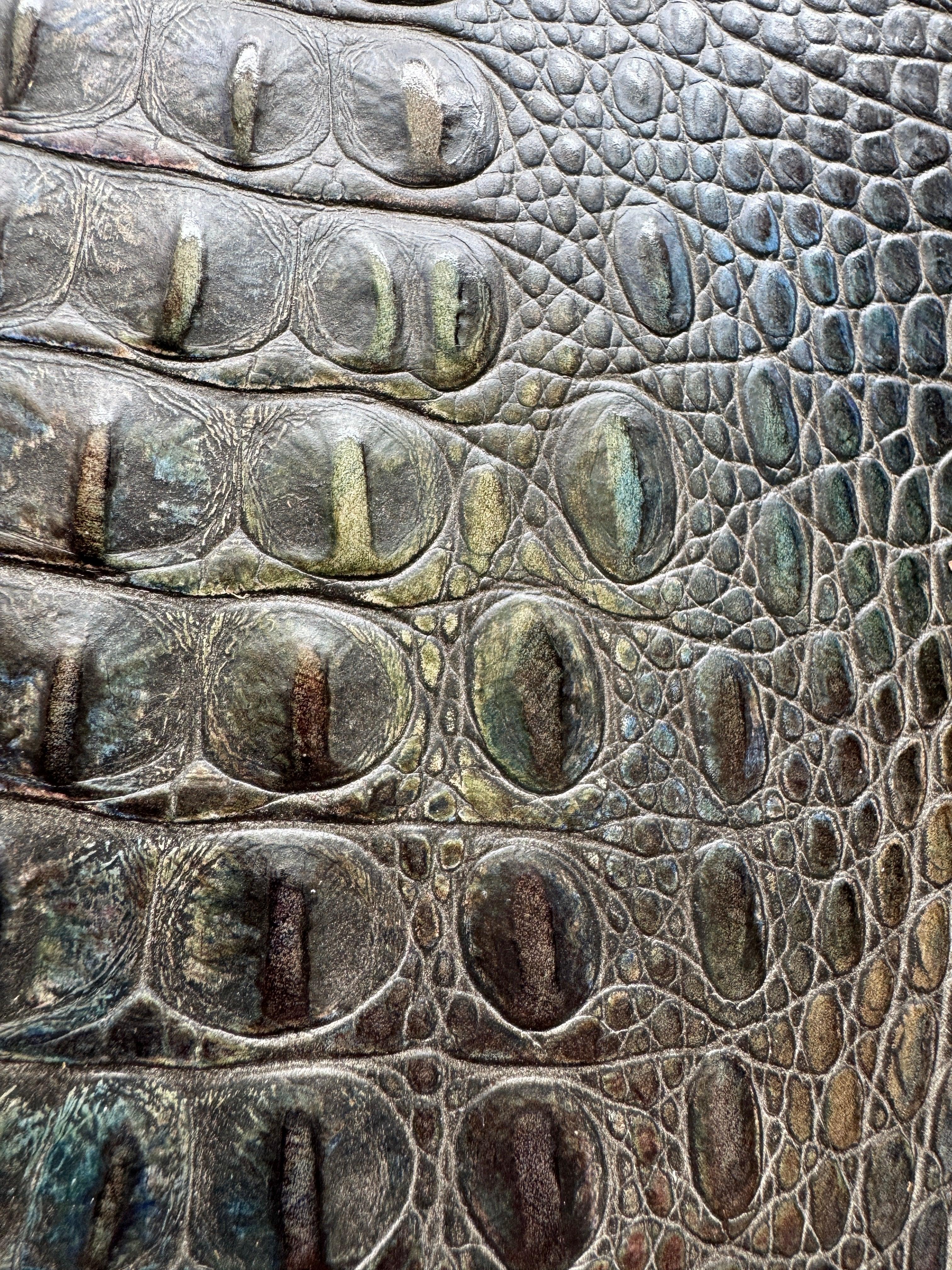 Alebrije Funfetti Cake Croc Embossed Leather with faint shimmering colors over dark brown - Your Western Decor