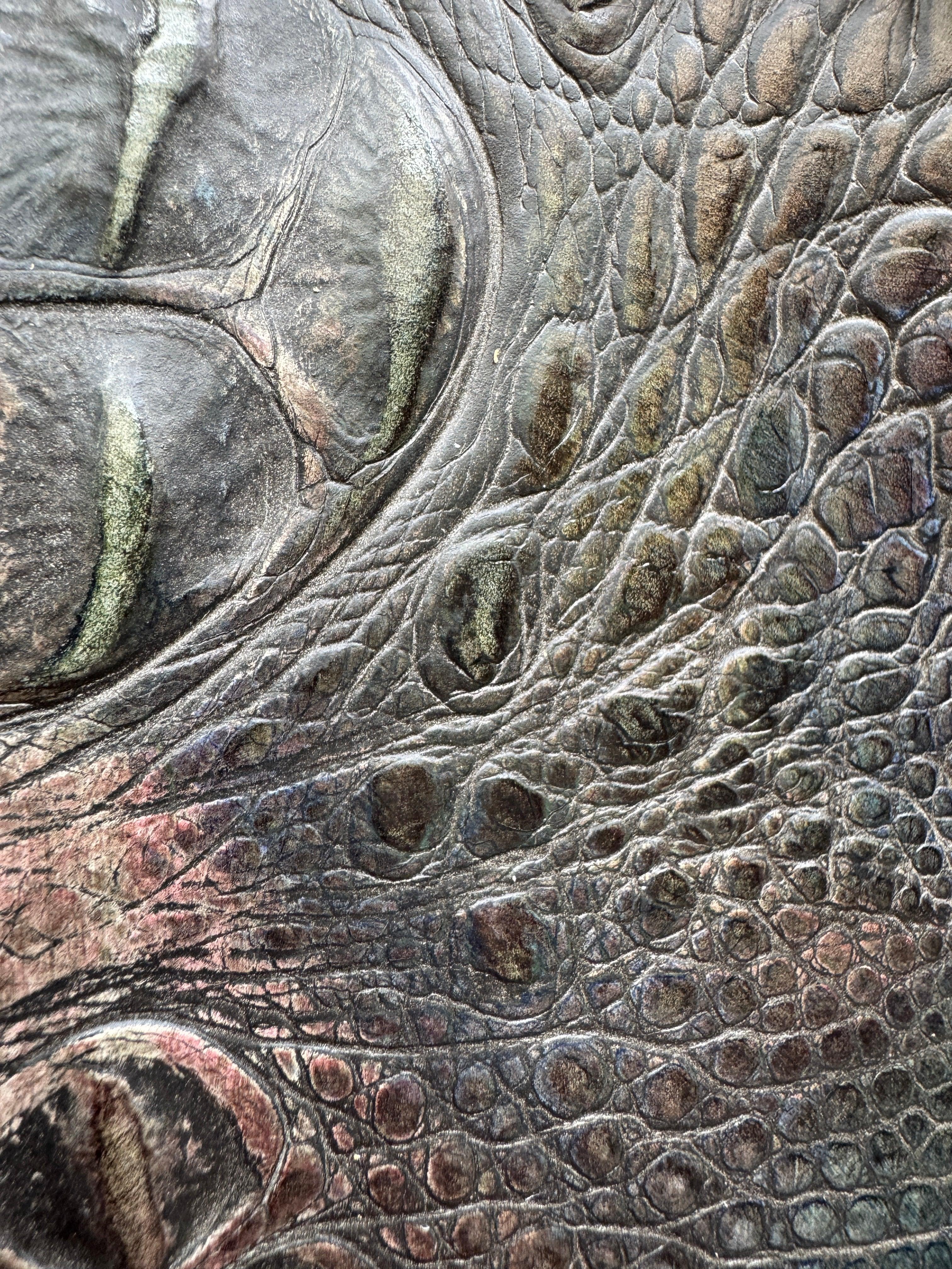 Alebrije Funfetti Cake Croc Embossed Leather with faint shimmering colors over dark brown - Your Western Decor