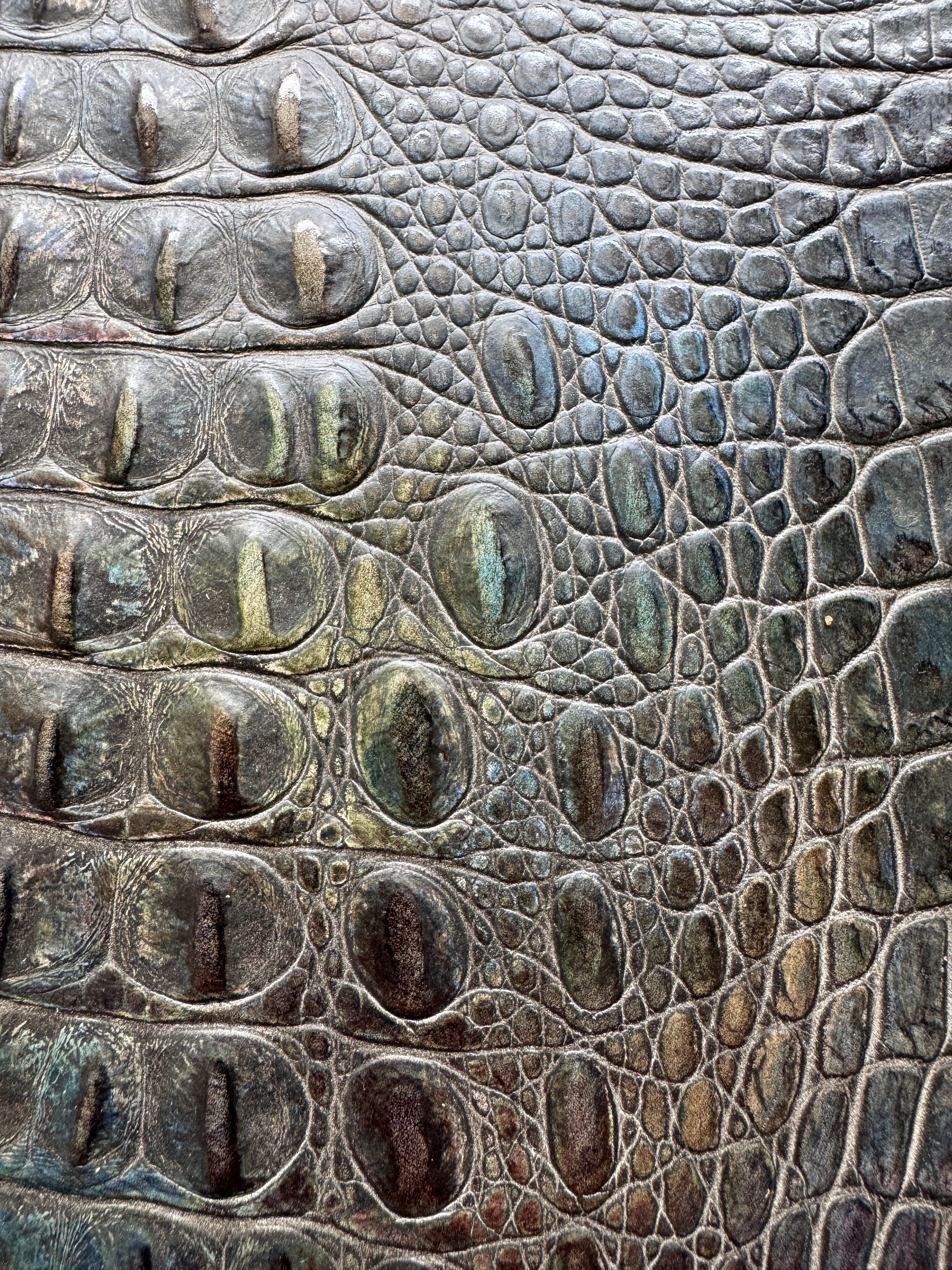 Alebrije Funfetti Cake Croc Embossed Leather with faint shimmering colors over dark brown - Your Western Decor