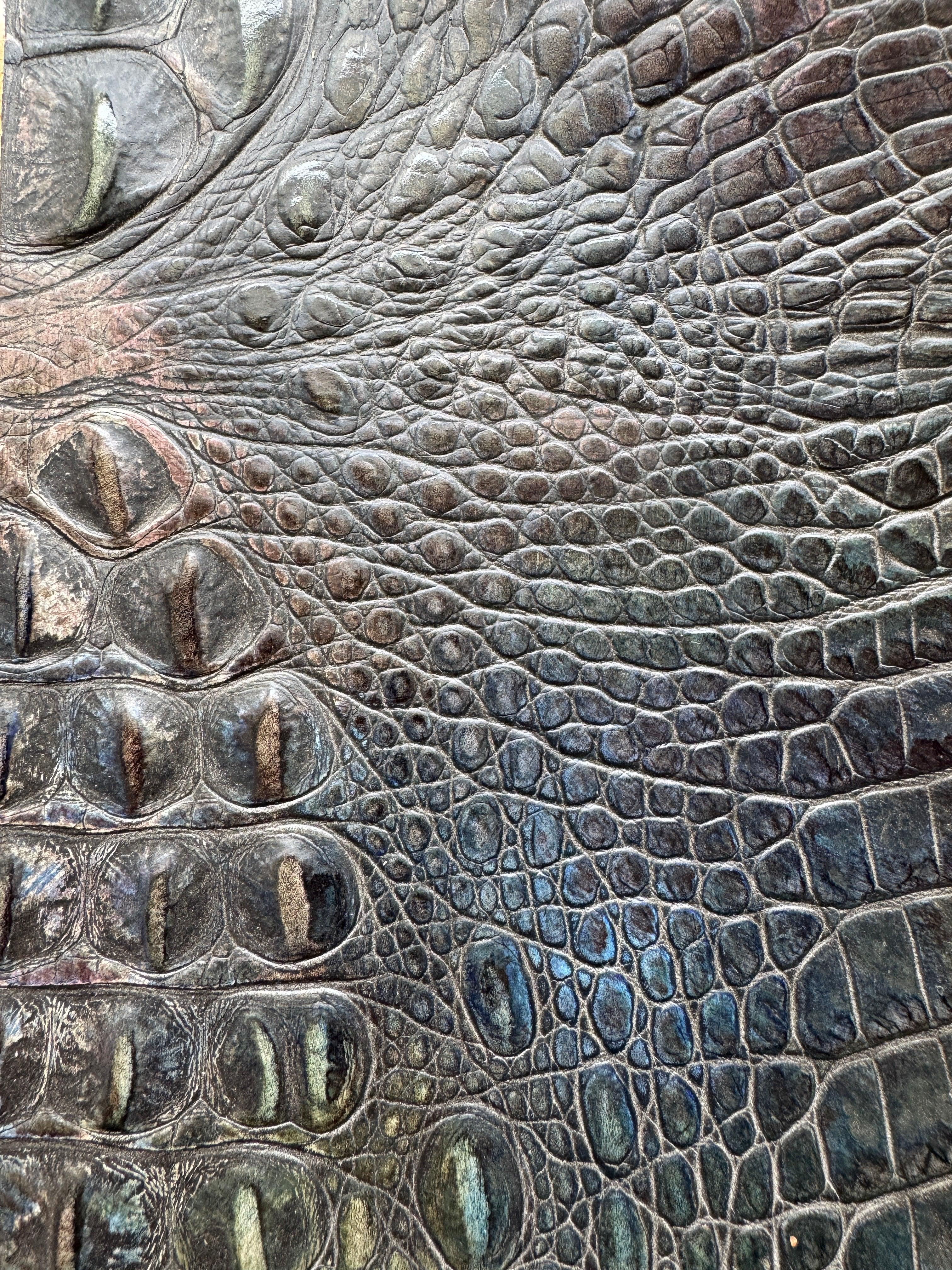 Alebrije Funfetti Cake Croc Embossed Leather with faint shimmering colors over dark brown - Your Western Decor