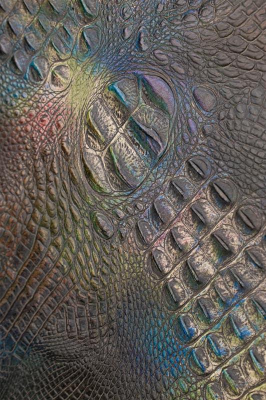Alebrije Funfetti Cake Croc Embossed Leather with faint shimmering colors over dark brown - Your Western Decor