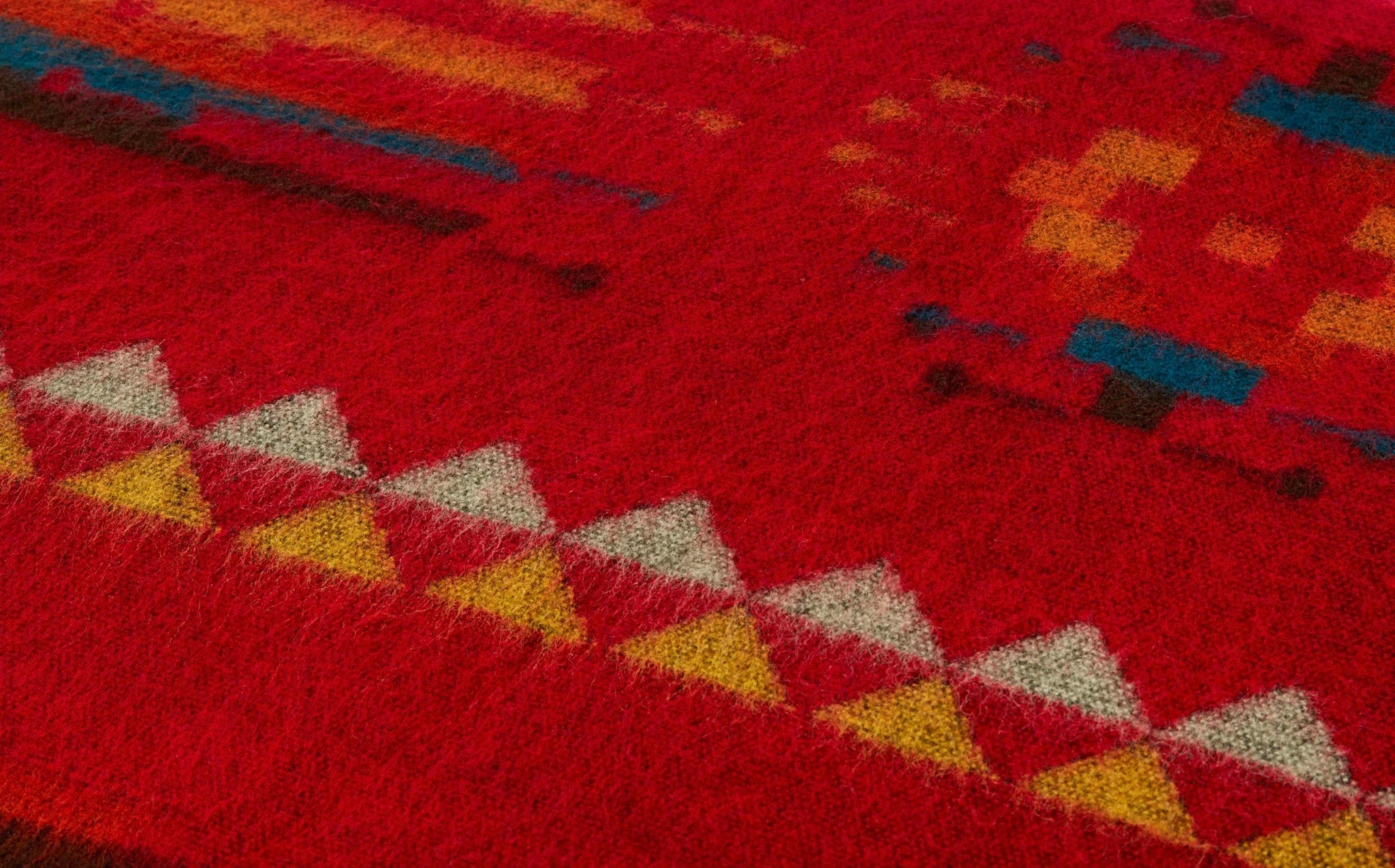 Corazon Wildfire Southwestern Queen Blanket detail in red and patterns - Your Western Decor