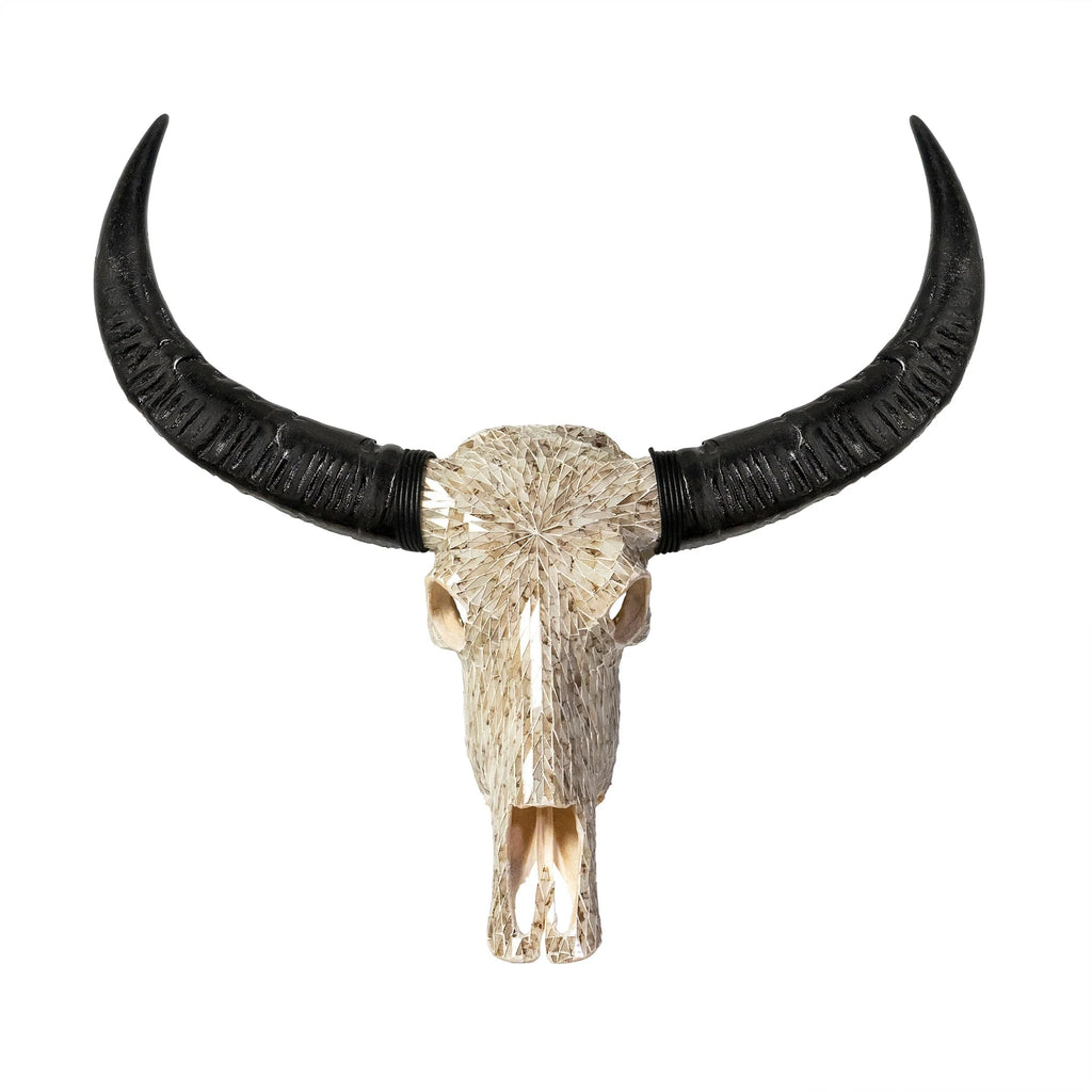 Beige Glass Mosaic Buffalo Skull - Your Western Decor