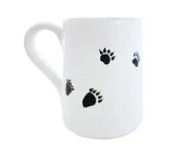Black Bear Mug Back - White Ceramic with black Paw prints - Your Western Decor
