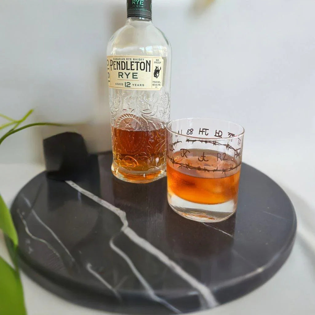 Pendleton Rye Whiskey and Blue Mountain Brands Rocks Glasses made in the USA - Your Western Decor