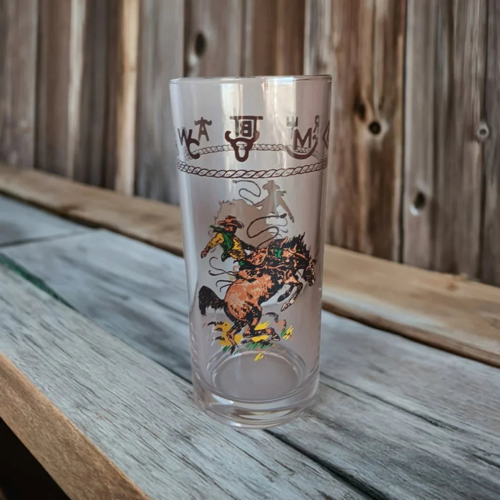Bronc and brands western glasses set of 4 - Your Western Decor