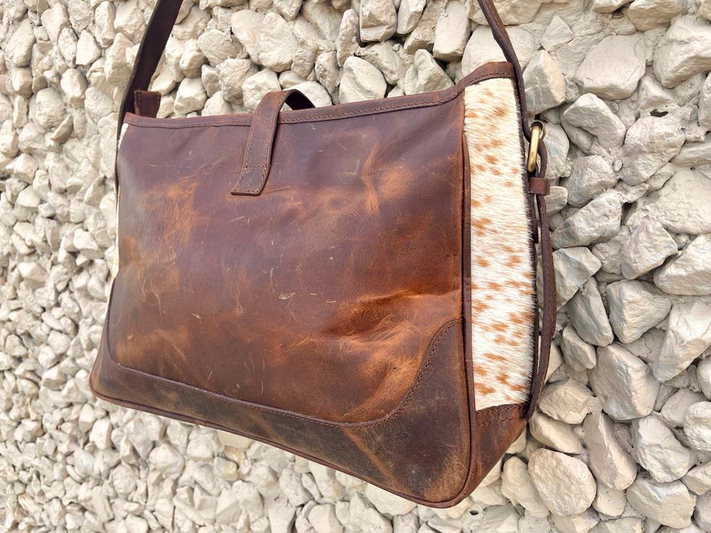 Brown Peppered Cowhide Vintage Purse Back - Your Western Decor
