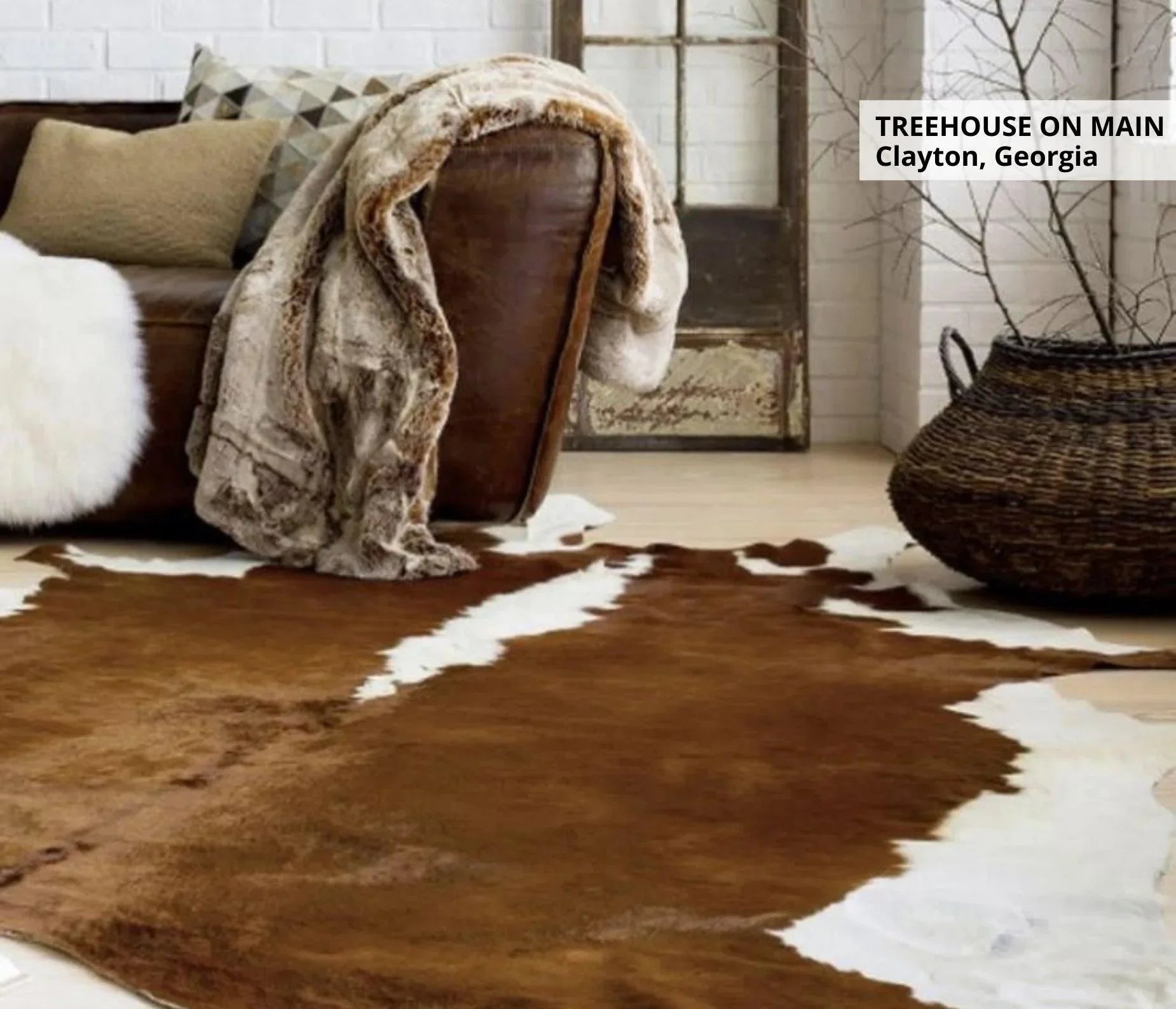 Brown White Regular Cowhide Rug - Your Western Decor