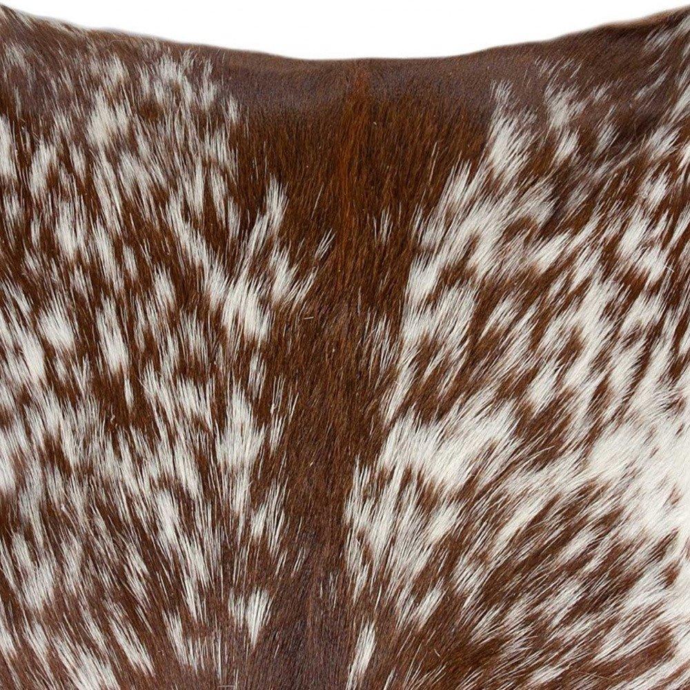 Brown & White Peppered Cowhide Throw Pillow - Your Western Decor