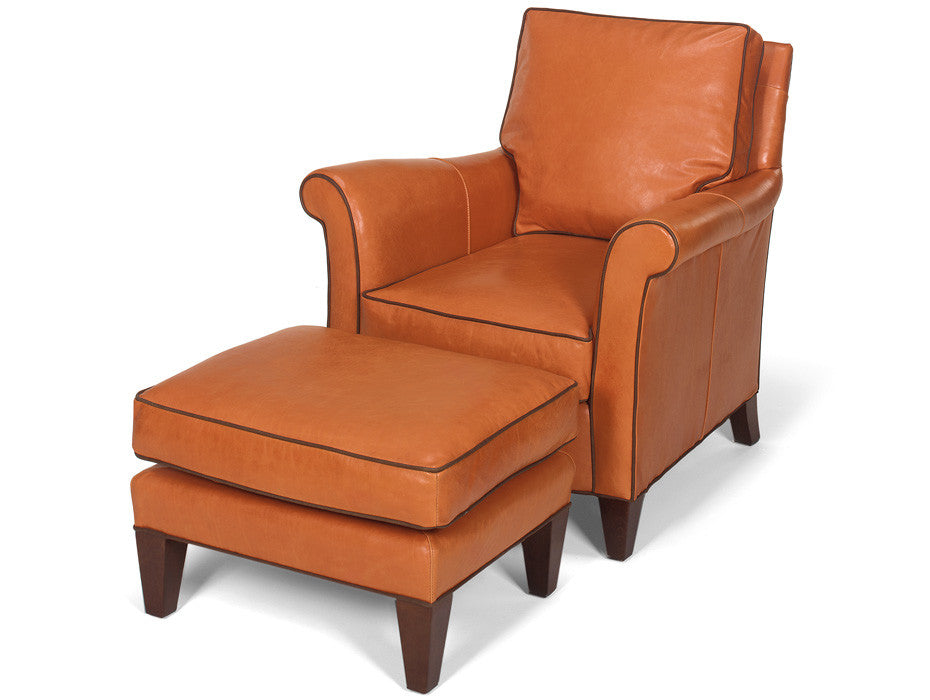 burnt orange southwestern style leather chair and ottoman made in the USA