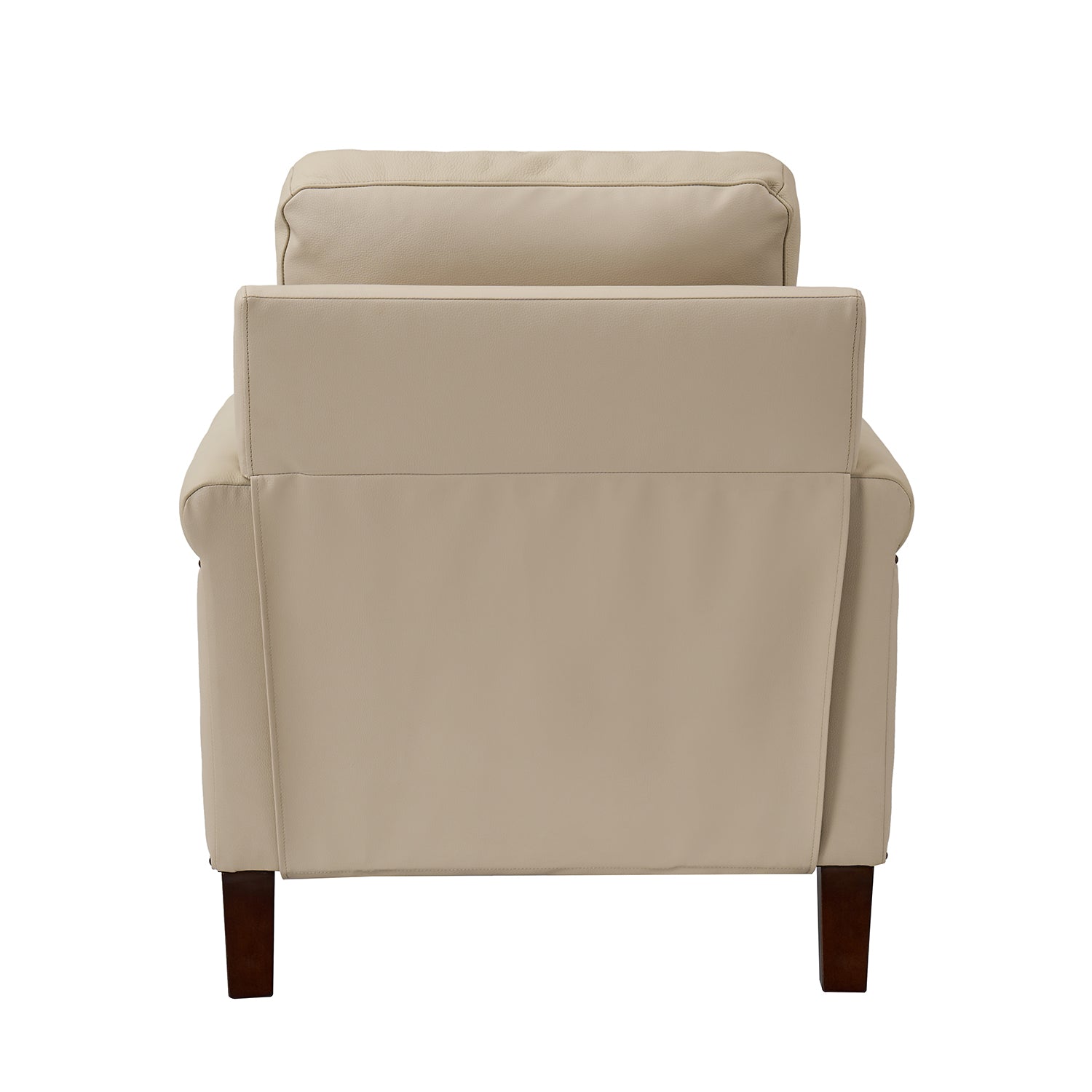 Back view of Carson Ivory leather chair showing smooth genuine leather upholstery and structured silhouette