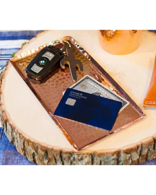 Small rectangle hammered copper serve tray - Your Western Decor