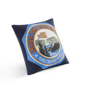 Crater Lake National Park Patch Pillow - Navy, Blue & Orange - Embroidery - Your Western Decor