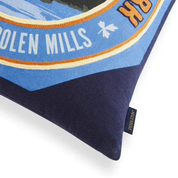 Crater Lake National Park Patch Pillow - Navy, Blue & Orange - Embroidery - Your Western Decor