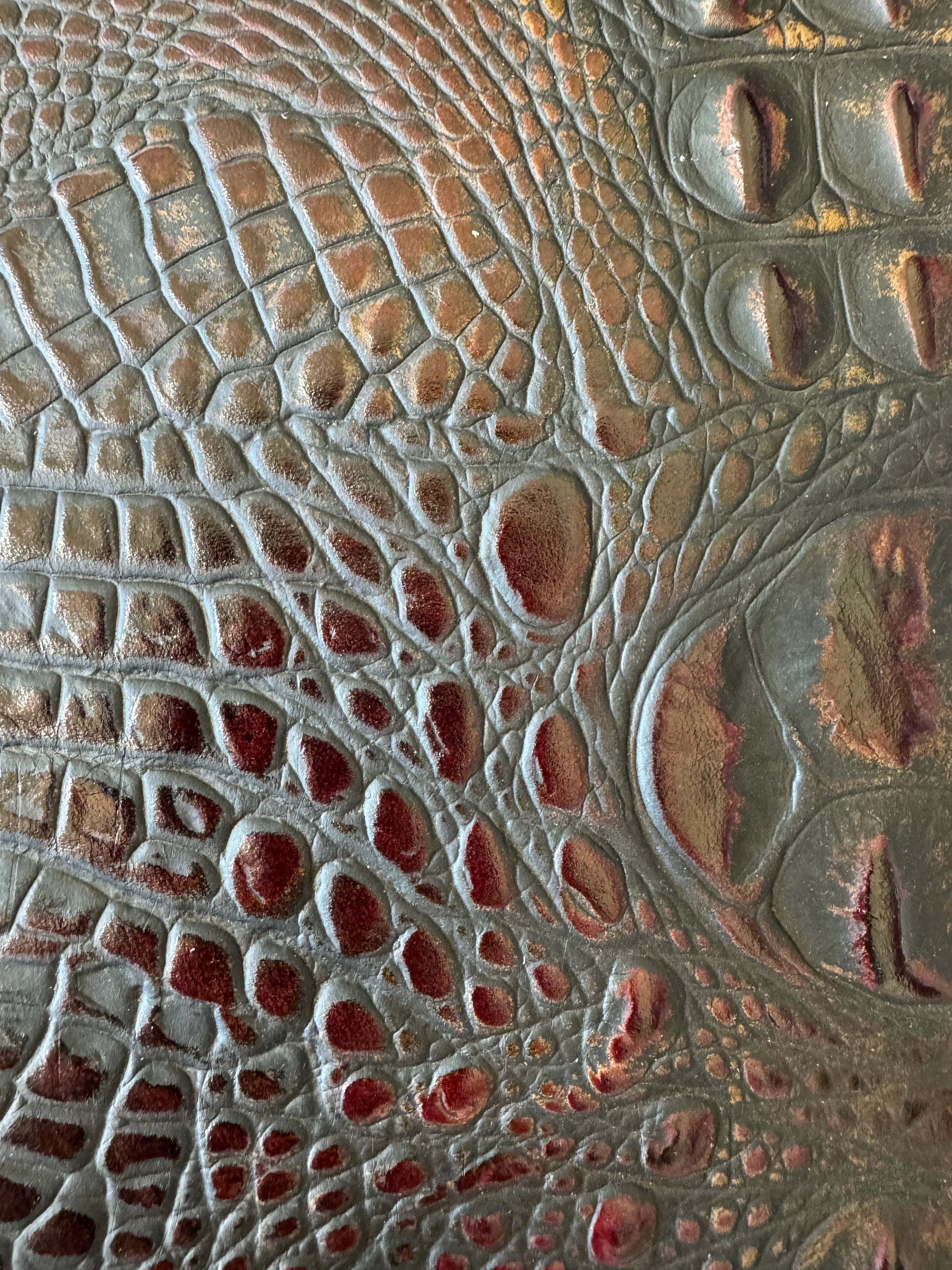 Rustic metallic croc embossed upholstery leather - Your Western Decor