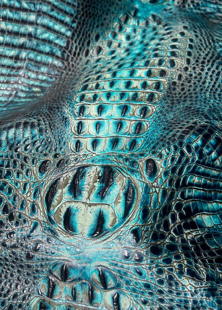 Croc sea turquoise embossed leather - Your Western Decor