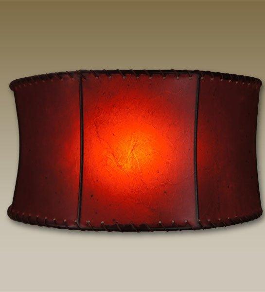 cylinder rawhide lamp shade western rustic lighting red glow
