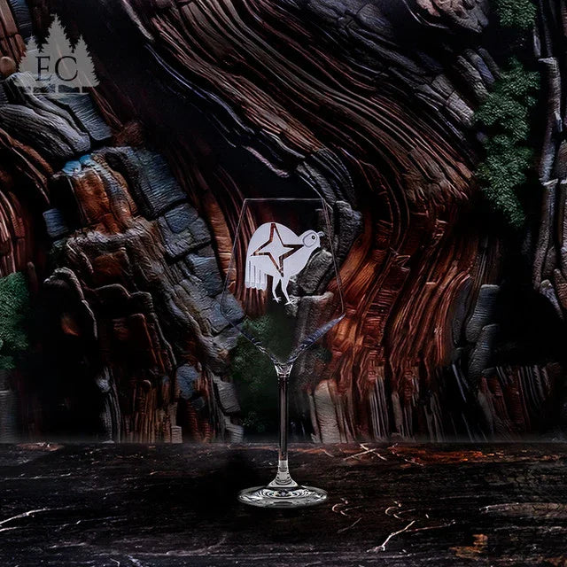 Desert Guardians Sand Carved Crystal Stemmed Wine Glass with quail - Your Western Decor