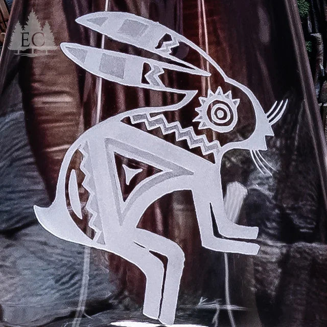 Desert Guardians Sand Carved Crystal Stemmed Wine Glass with rabbit detail - Your Western Decor