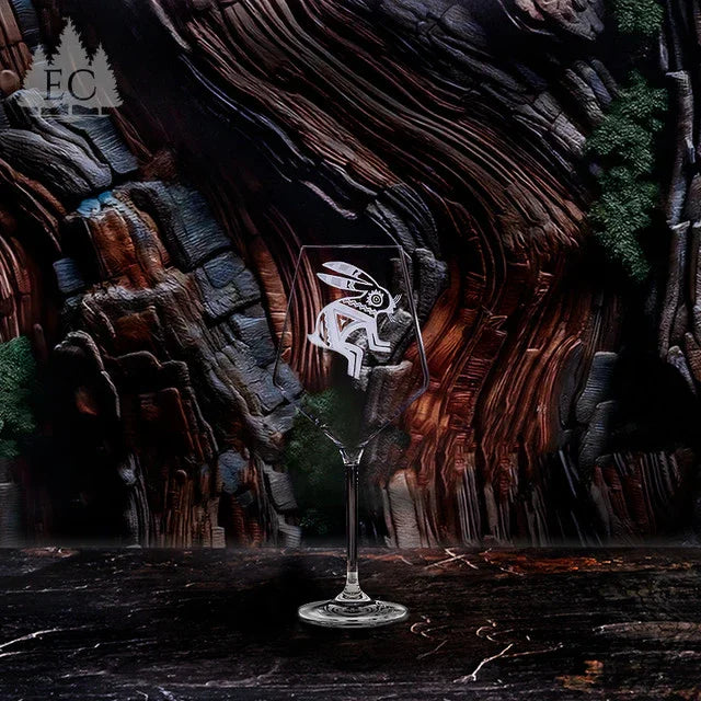 Desert Guardians Sand Carved Crystal Stemmed Wine Glass with rabbit - Your Western Decor