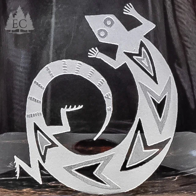 Stemless crystal wine glass with sand carved gecko art detail - Your Western Decor