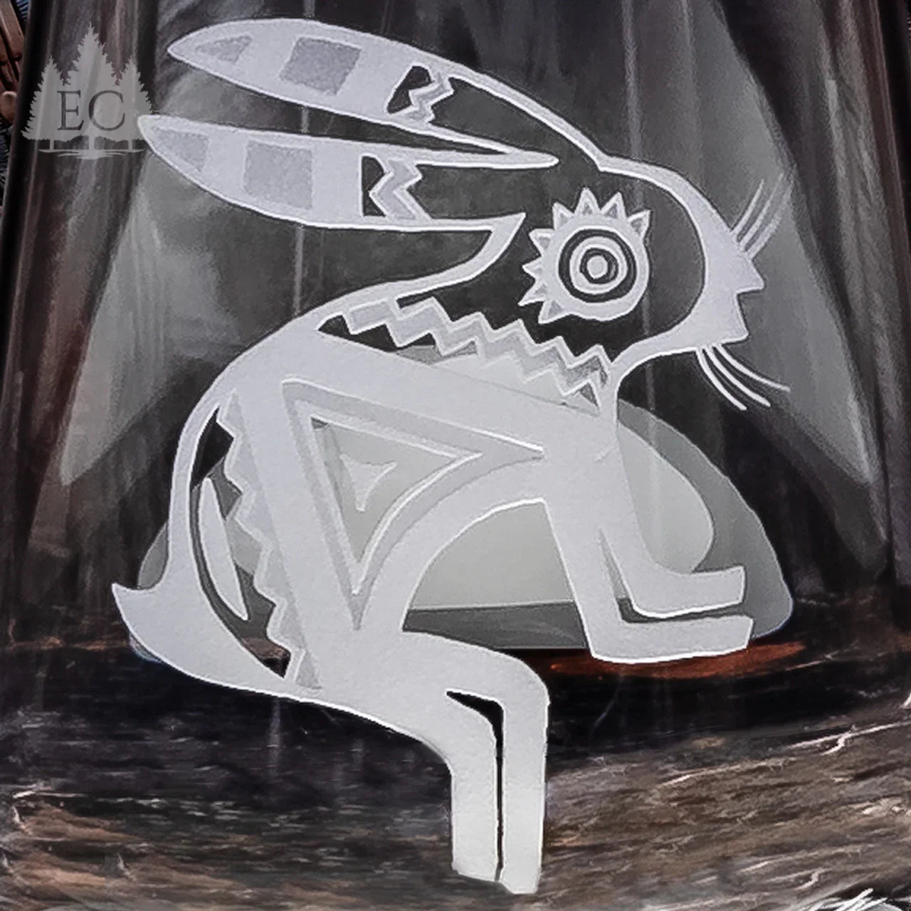 Stemless crystal wine glass with sand carved rabbit art detail - Your Western Decor