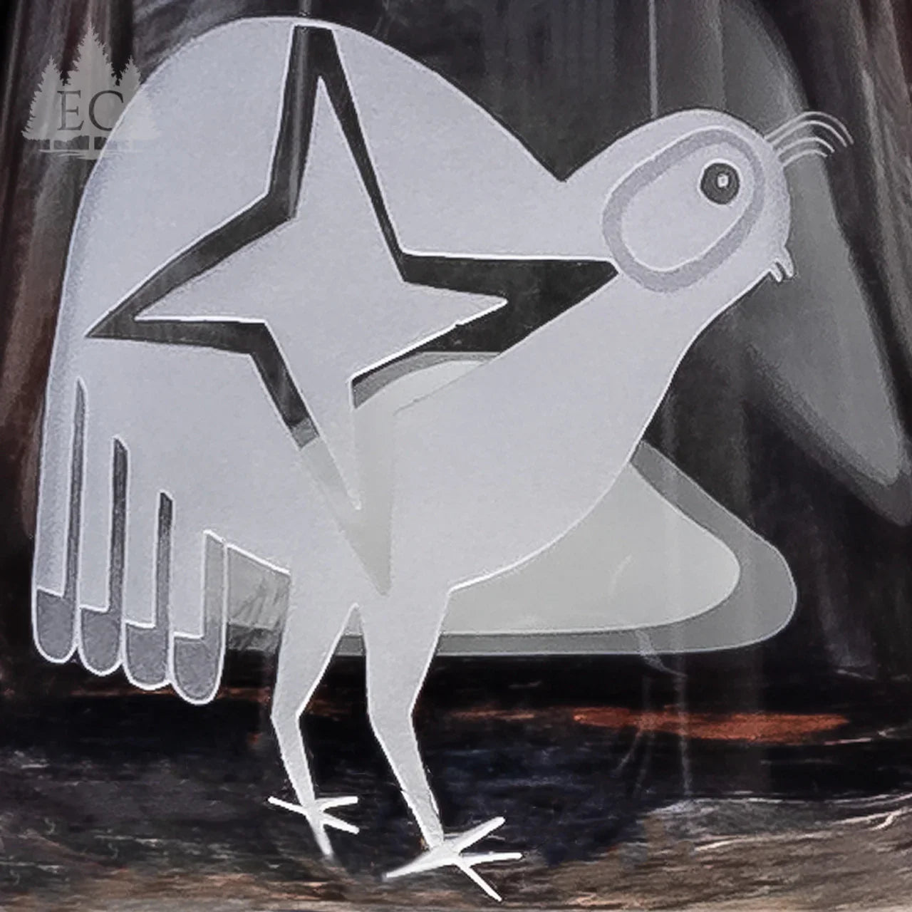 Stemless crystal wine glass with sand carved quail art detail - Your Western Decor