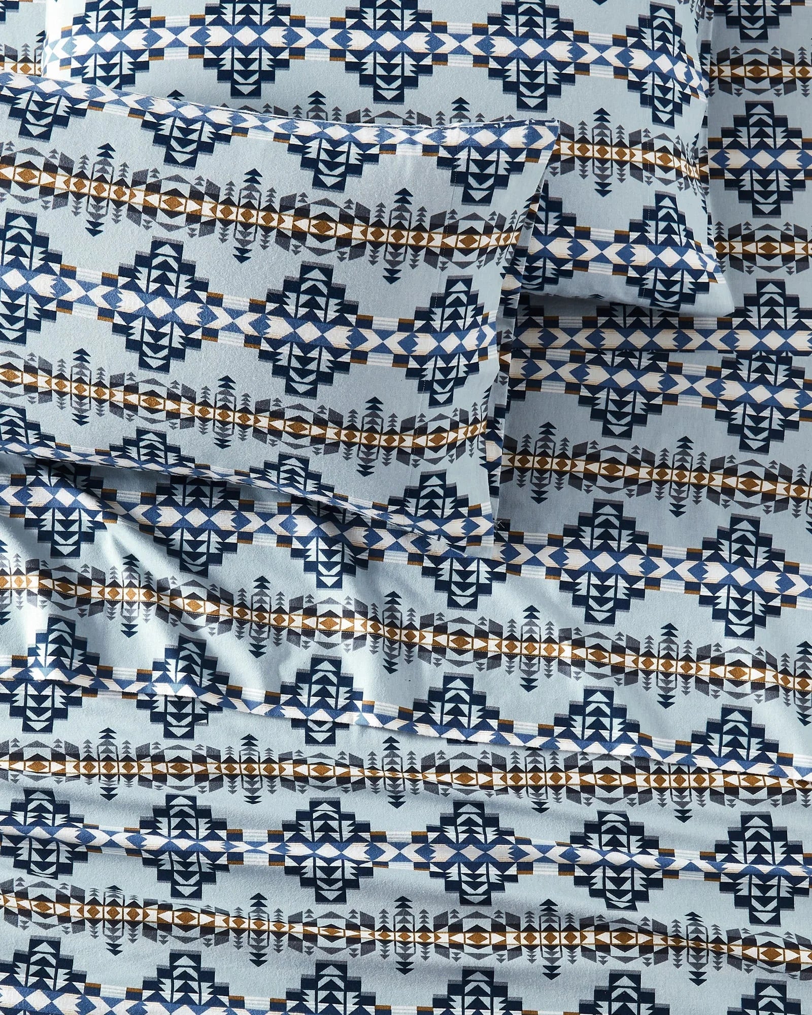 Desert Dawn Sheet Set - Geometric design - Blue & Tan design - cotton - Your Western Decor
