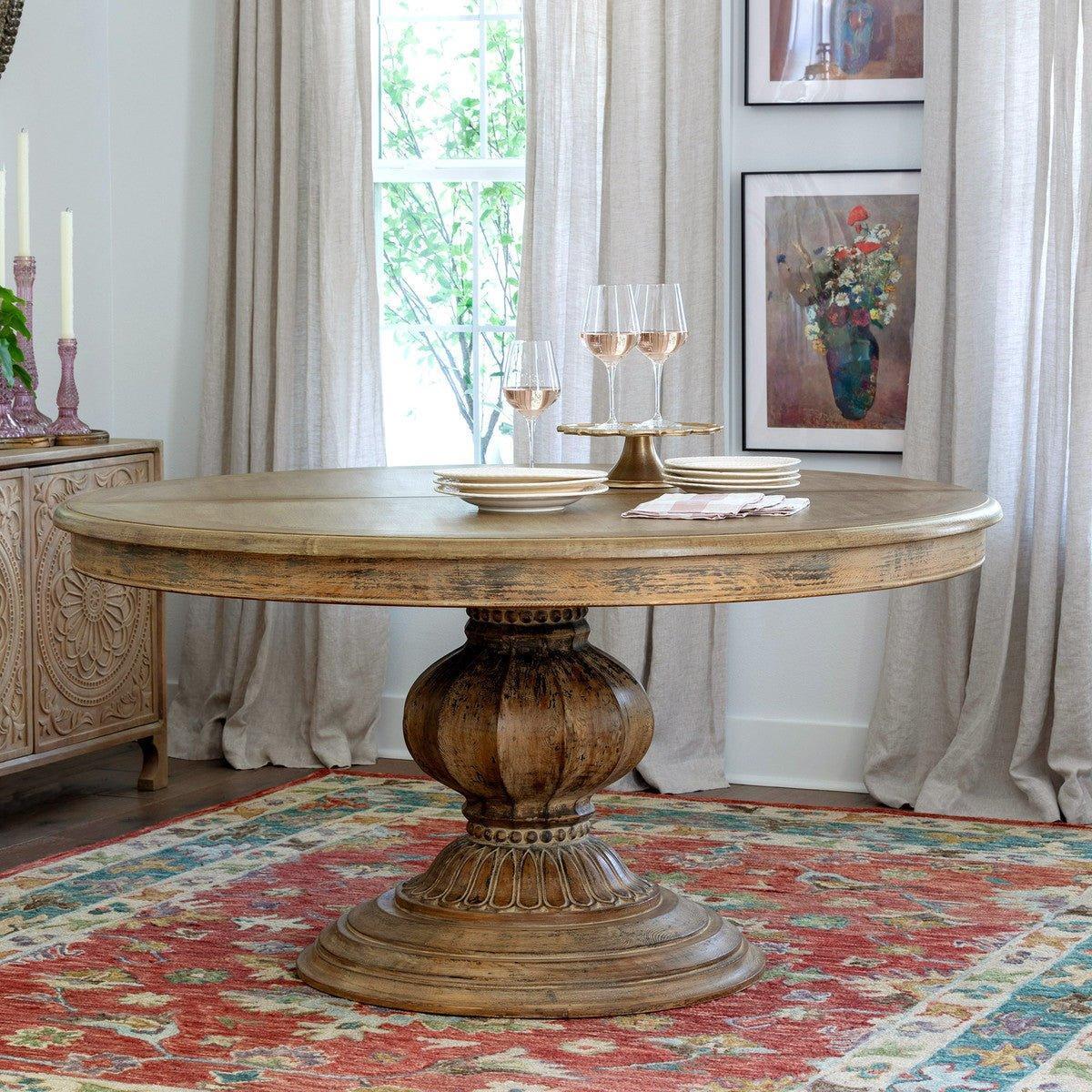 Extendable Pedestal Wood Dining Table - Your Western Decor