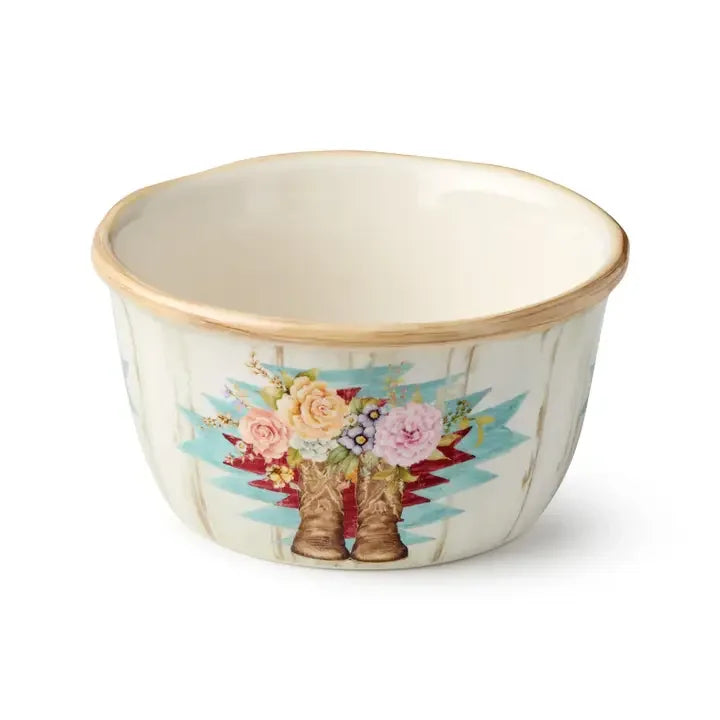 Floral Farm Ice Cream Bowl - Cowgirl Boots with flowers - Your Western Decor