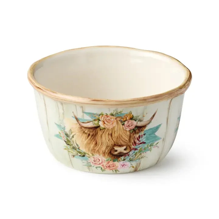 Floral Farm Ice Cream Bowls - Highland Cow with Flowers - Your Western Decor