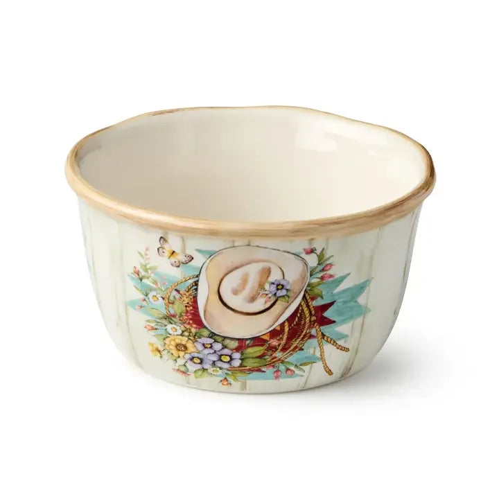 Floral Farm Ice Cream Bowls - Cowgirl Hat with flowers & butterfly - Your Western Decor
