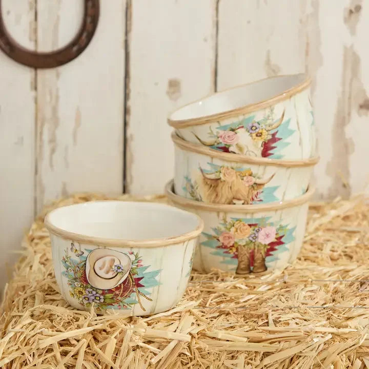 Floral Farm Ice Cream Bowls - 4 Western Designs - Floral Design - Your Western Decor