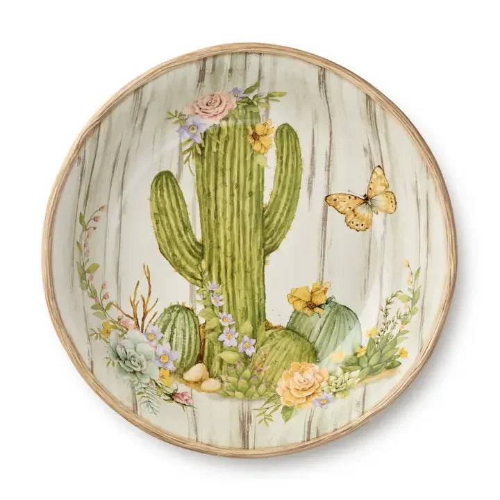 Floral Farm Pasta Bowls - Cactus & Flowers on barn wood background - Your Western Decor