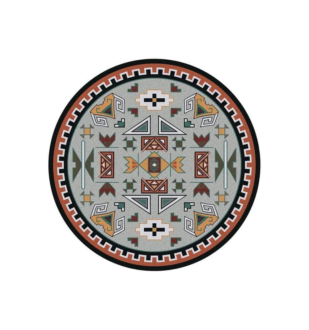 Four Rams Rust Boarder Round Area Rug - made in the USA - Your Western Decor